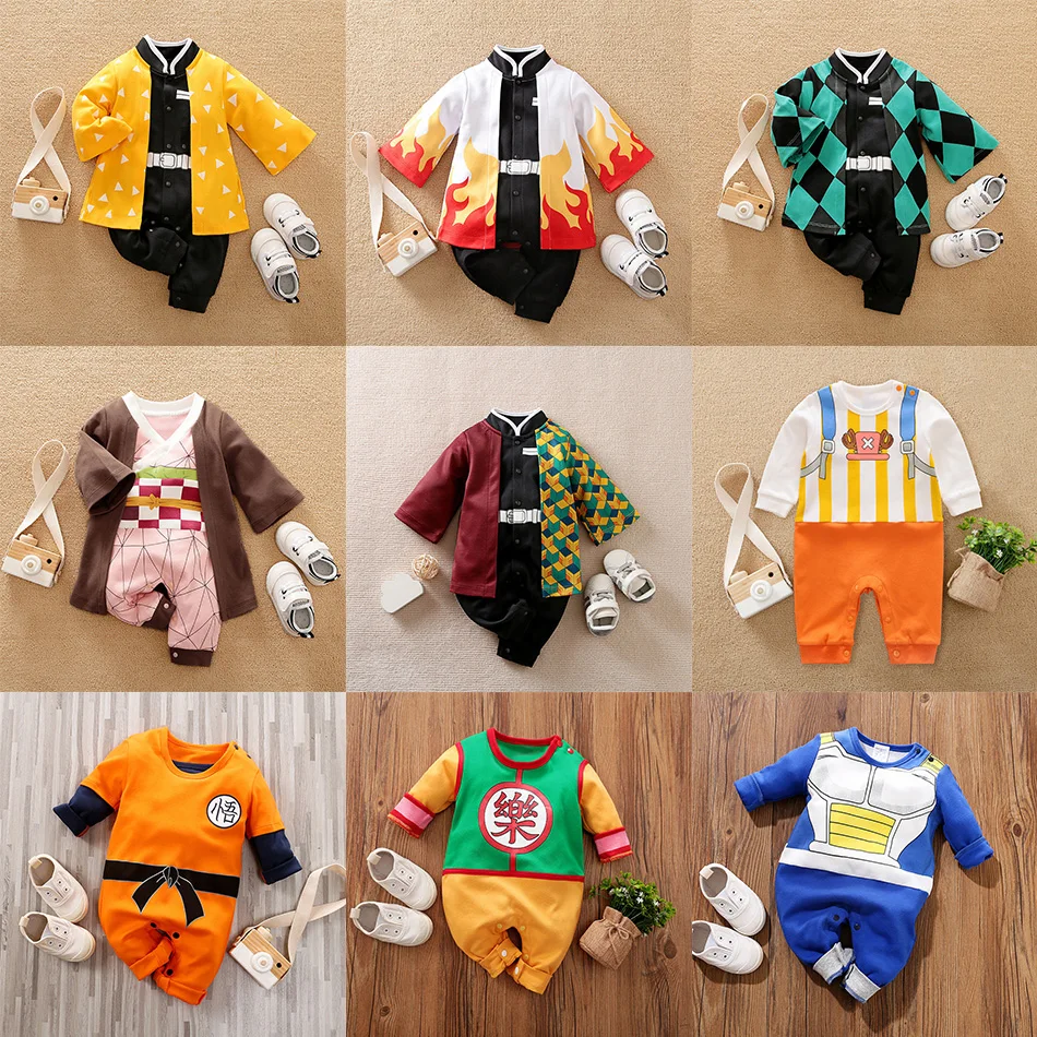 Baby Summer Short Sleeved Cotton Anime Jumpsuit Boys Girls Role Playing Costumes Baby Short Sleeves Bodysuits Children Rompers