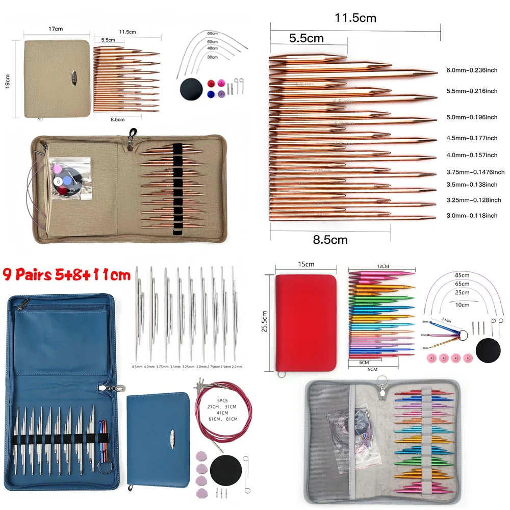 

27/33Pcs Interchangeable Knitting Needles Set Crochet Hooks Circular Weaving Needle Weaving Yarn Craft Tools from 2.5mm to 8.0mm
