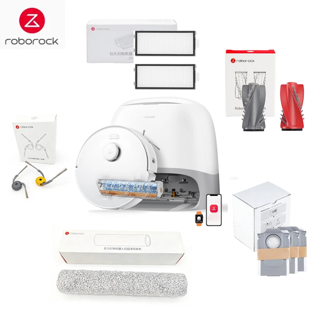 Original Roborock Qrevo Curv 2 Flow Zubehör Seitenbürste / Hauptbürste Filter Wischmopp Staubbeutel Roboterstaubsauger Ersatzteile Optional ﻿
