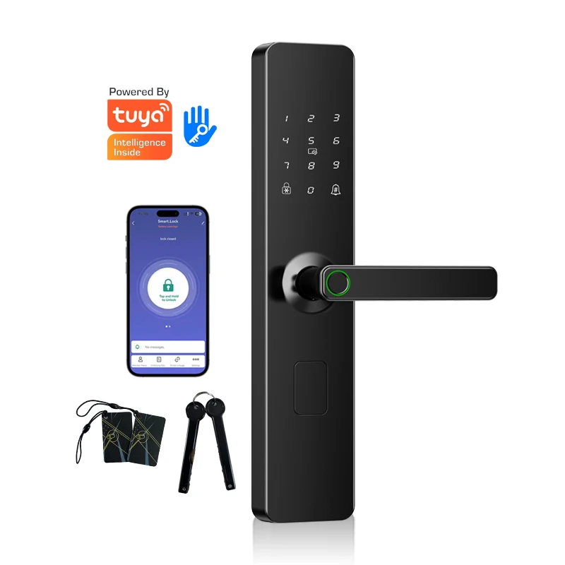 

Fingerprint Keyless Smart Door Handle Lock Electronic Keypad TTlock Door Password Handle Lock Set