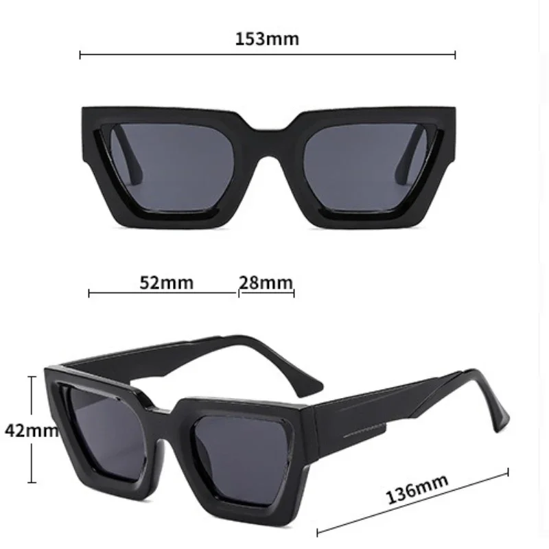 New Trendy Square Thick-framed UV400 Sunglasses Sun Protection Anti-Blue Light Unisex Retro Plain Glasses Street Shooting