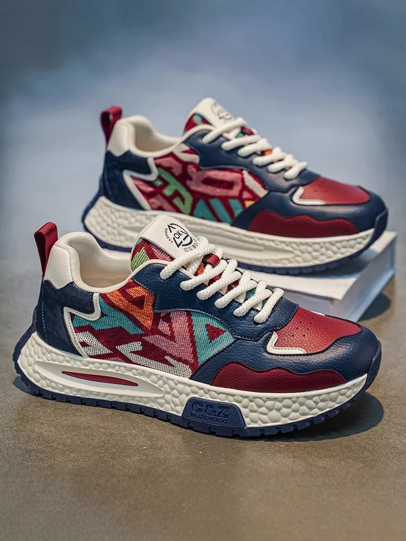 AGAM Men's Shoes 2026 New Summer Breathable Soft Bottom Heightening Sports Leisure Teenagers All-match Dad Trendy Shoes