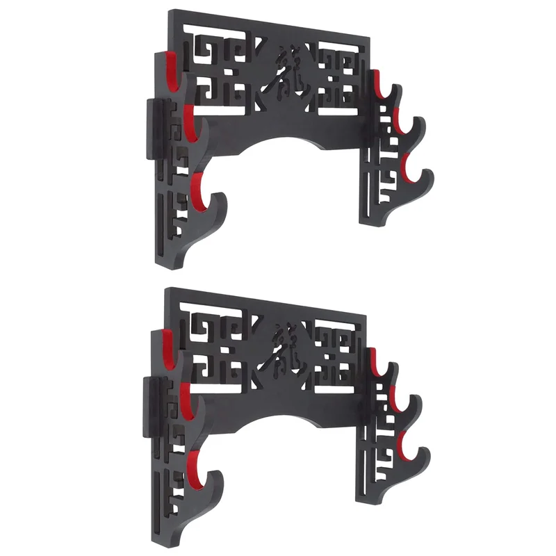 

2X Velvet Protect Sword Wall Mount Sword Holder Display Stand With Felt Strips For Katana Wakizashi Swords(3Tier Dragon)-VVNB