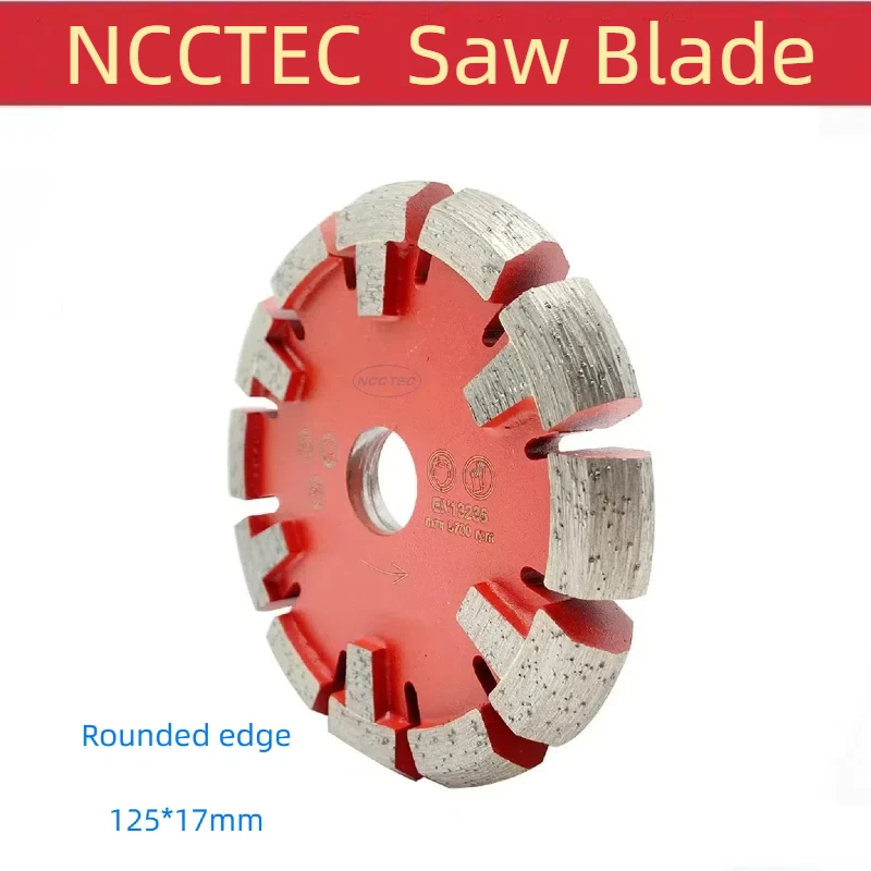 Rounded Edges NCCTEC 5'' Diamond Tuck Point Saw Blade for Floor Heating Tubes 125mm Concrete Floor Grooving Cutting Crack Chaser