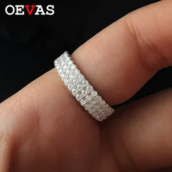 OEVAS 100% 925 Sterling Silver 4.5MM Full Moissanite Diamond Rings For Men Women Sparkling Wedding Band Fine Jewelry Couple Ring