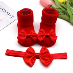 Baby Princess Socks Bow Tie Socks + Headband Baby Fashion Socks Baby Cute Socks Fashion Princess Socks 0-12M