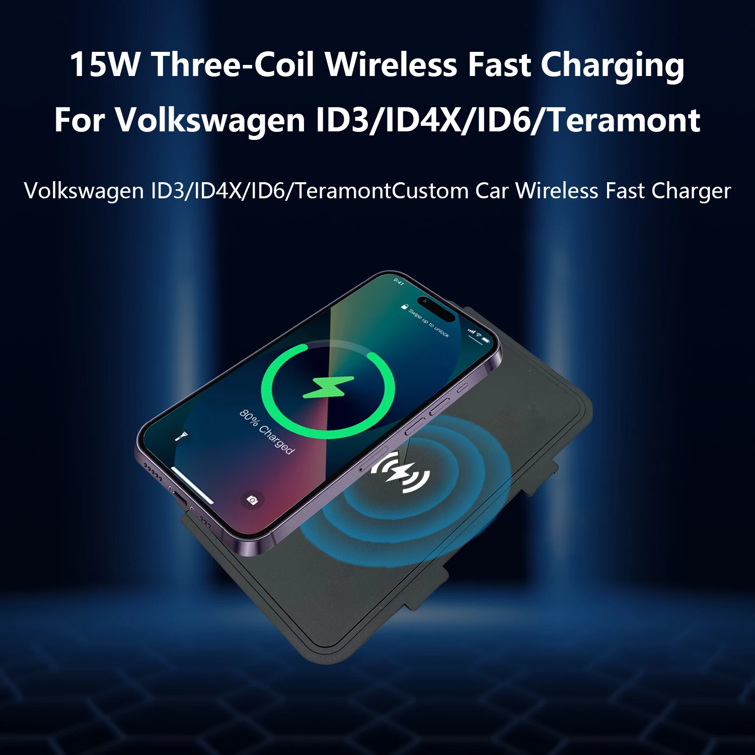 

15W Wireless Charging Pad Wireless Fast Charging Car Wireless Charger For Volkswagen lD3/lD4X/lD6/Teramont QI phone charger