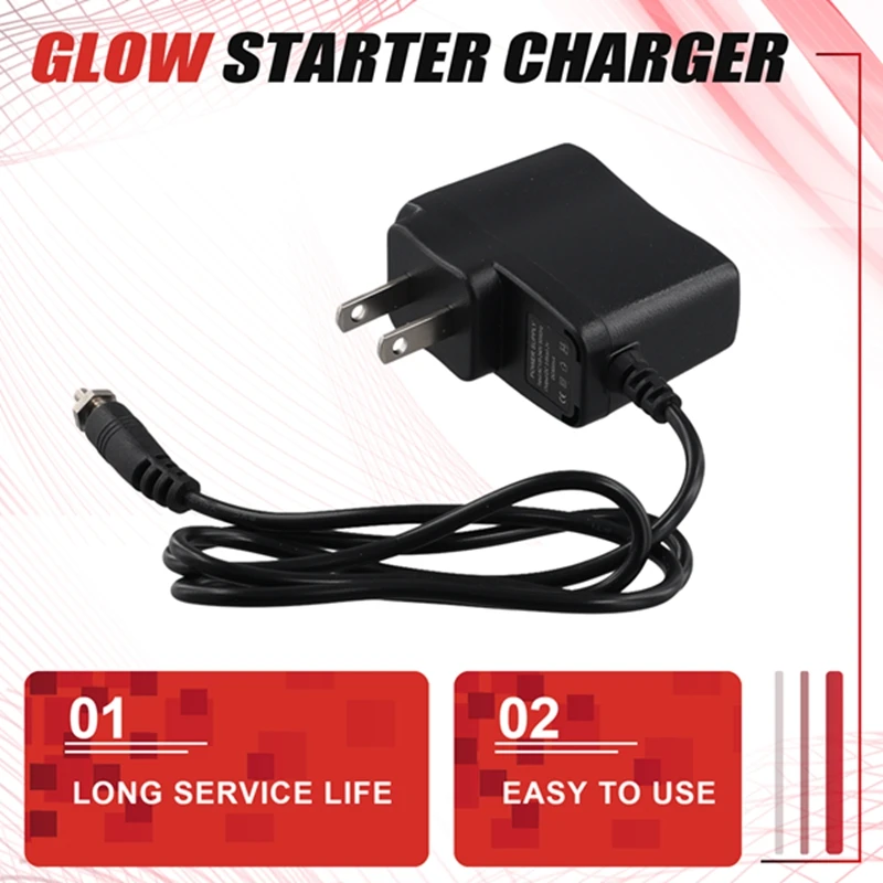 สายชาร์จ AC 100-240V สำหรับ1800mAh หัวเผาเครื่องยนต์ติดไฟแบบชาร์จไฟได้3V RC Nitro-Buggy รถบรรทุกรถเครื่องบิน