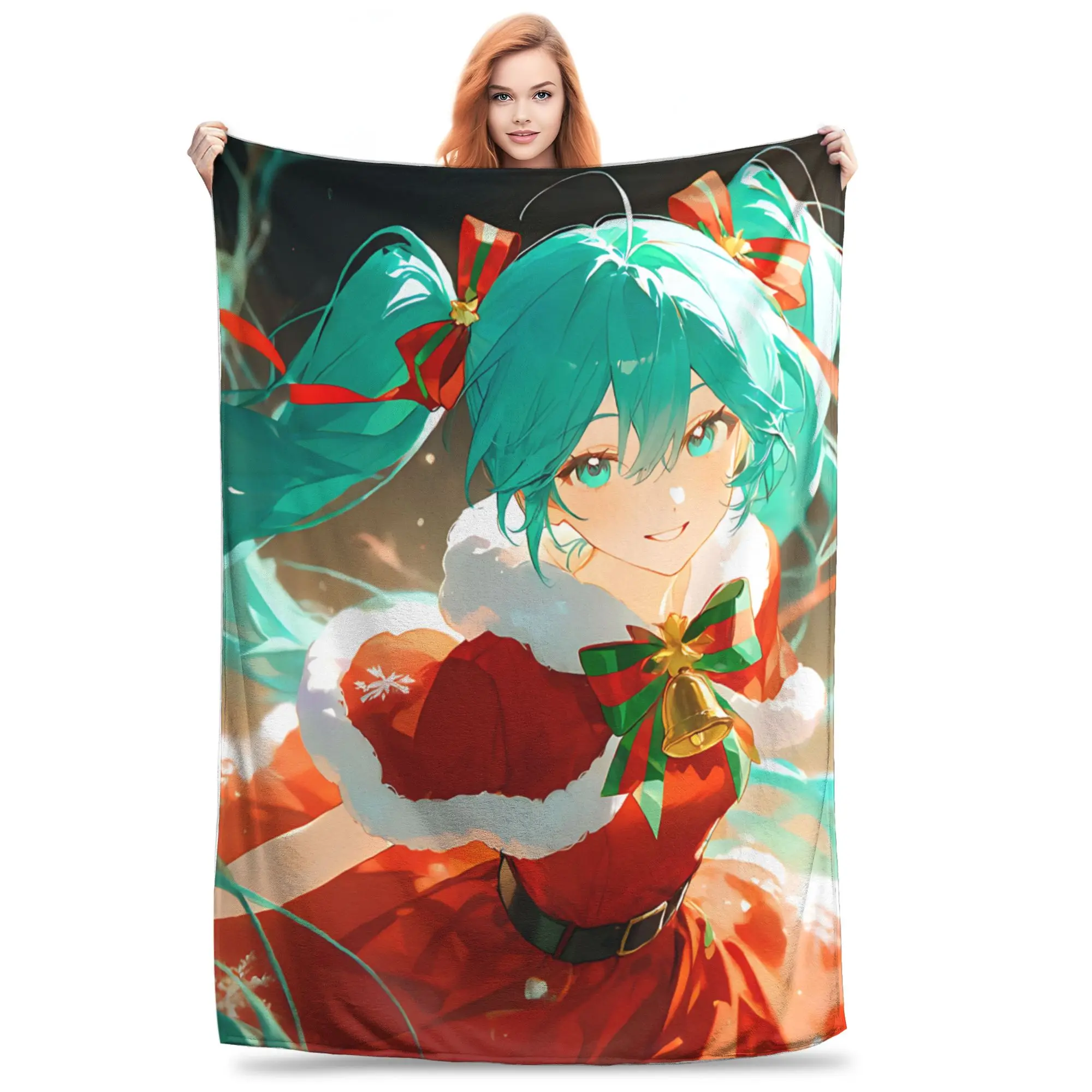 1PC home Cutecore Christmas Exclusive  Hatsune Miku  Blanket Super Cosy Plush Home Living Room Sofa halloween