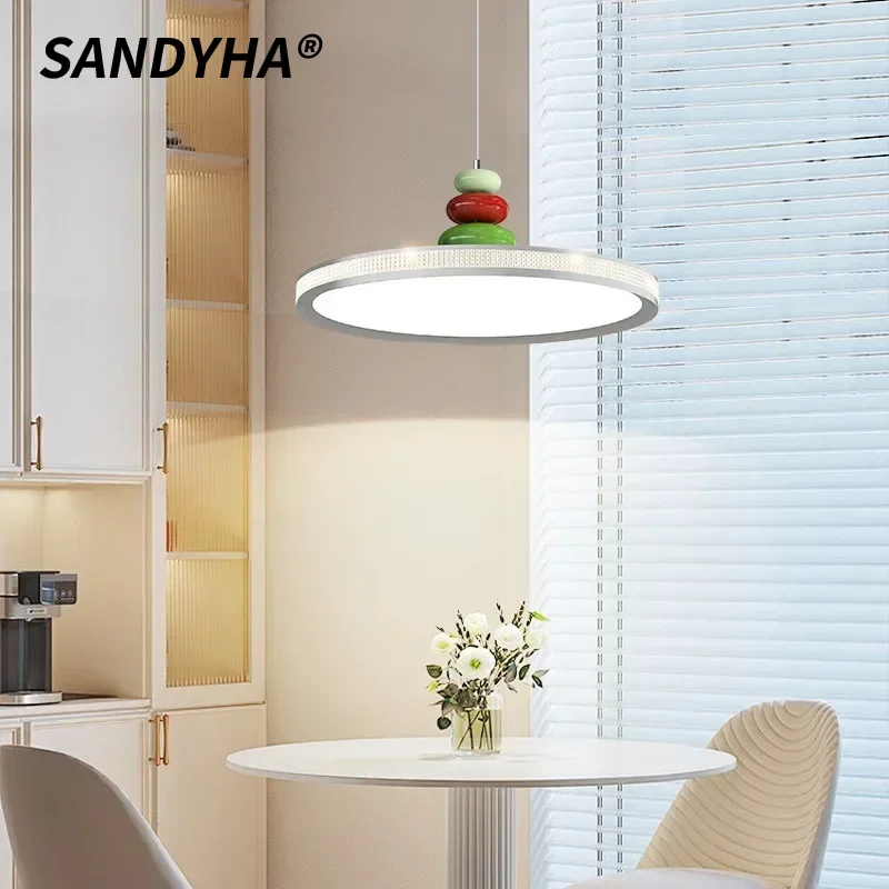 

SANDYHA Modern Minimalist Pendant Lights Disc Design Restaurant Chandelier LED Lamps for Living Room Lighting Bedroom Decoration