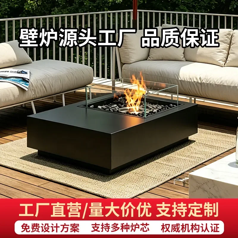 Gas alcohol heating real fire fireplace table B & B decoration garden courtyard brazier fire pit European simple home