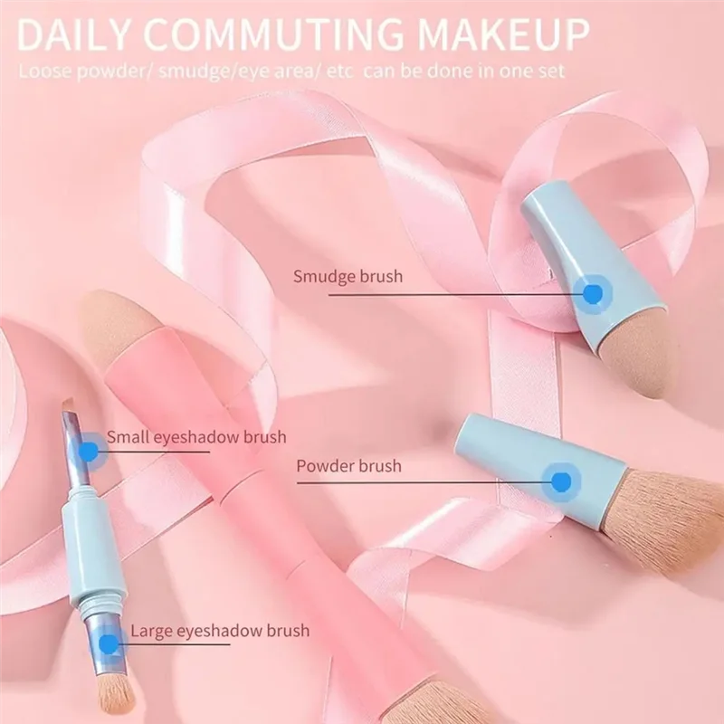 

AAAU-Double Ended Makeup Brush 4-In-1 Retractable Travel Cosmetic Brush Multifunctional Concealer Sponge Brush For Eyeshadow