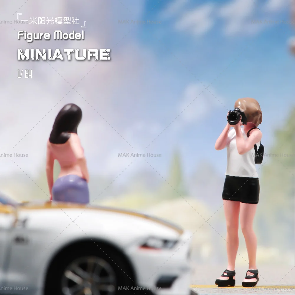 Miniature Figure 1/64 Police Take Sexy Casual And Cute Photos Male Female Diorama Doll Creative Street Scene Props Car Toys