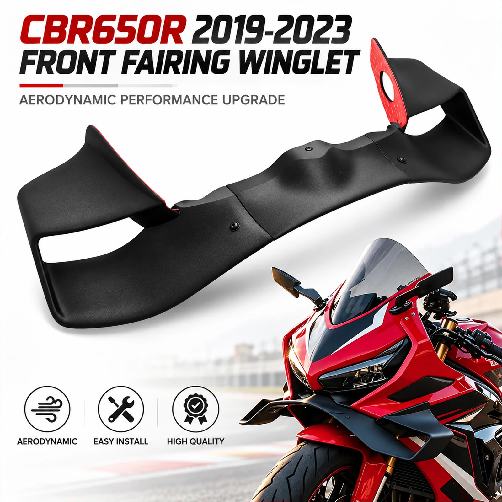 For CBR650R 2019-2023 Frontal Spoilers Downforce Winglet Aerodynamic Wing Deflector Spoiler Side Fairing Front Lip Guide Cover