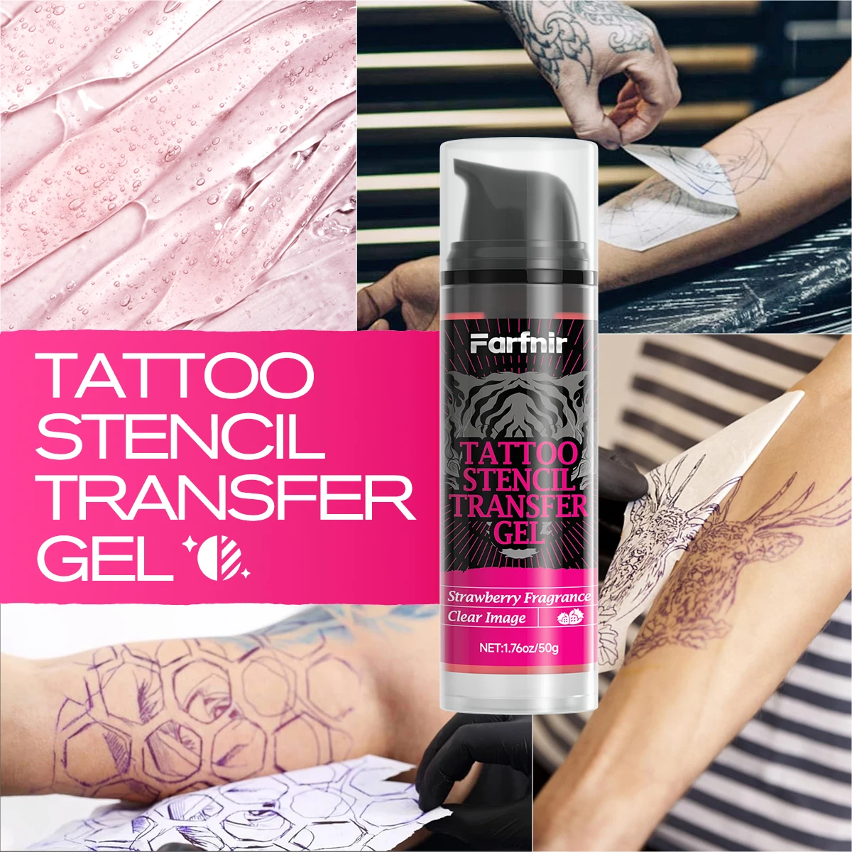 TATTOO STENCIL TRANSFER GEL STRAWBERRY The transfer is clear and long-lasting, not easy to smudge or fade, and easy to store.
