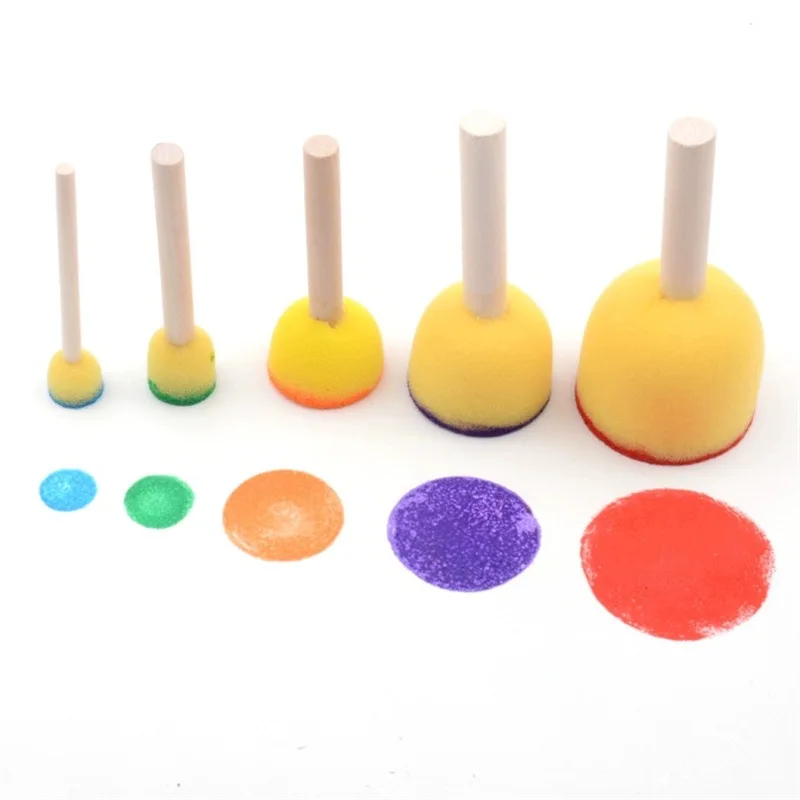 5pcs Round Sponges Brush Painting Set , Paint Sponges Dabbers Acrylic Painting Tools for Kids Arts and Crafts