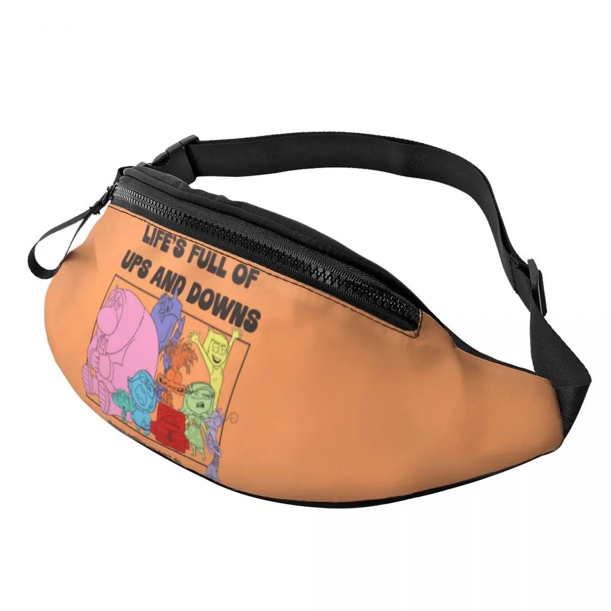 Custom Inside Out Ups And Downs Fanny Pack Men Women Crossbody Waist Bag for Travel Cycling Phone Money Pouch