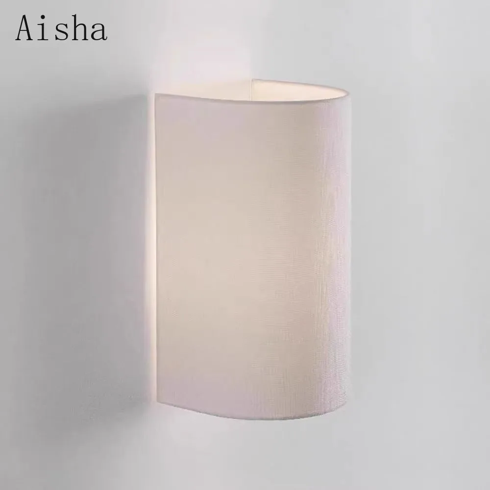 Spanish Designer French Wall Lamp Simple Linen Fabric Wall Sconces for Home Bedroom Bedside Corridor Study Lighting Fixtures