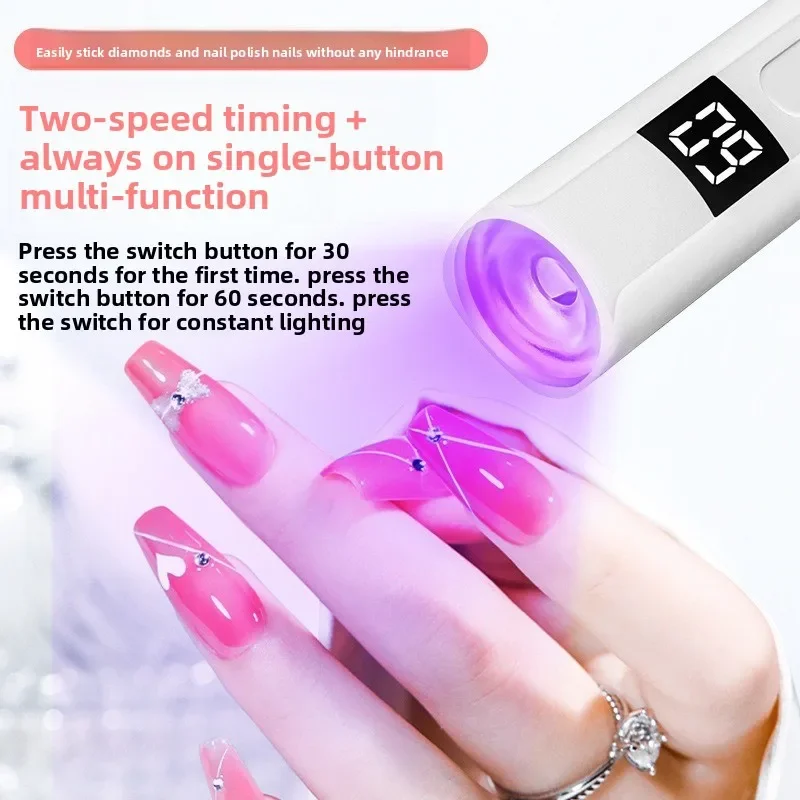 Mini lámpara de uñas portátil de mano para todos los esmaltes de Gel, máquina secadora de uñas USB de secado rápido, lámpara de uñas LED UV, Mini linterna con bolígrafo