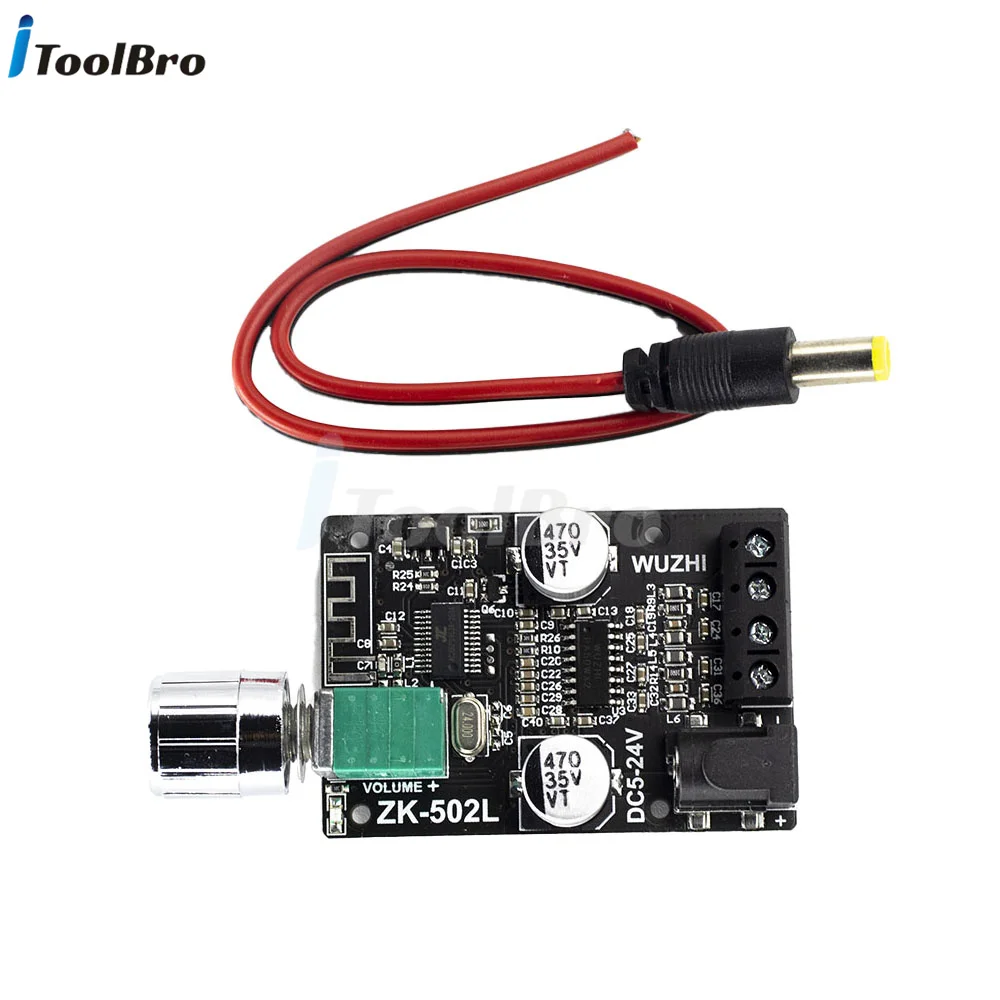 ZK-502L Mini BLE 5.0 Digital Power Amplifier Board Module DC 5-24V BLE5.0 Wireless Audio Stereo 50W*2 50W+50W AMP Amplificador