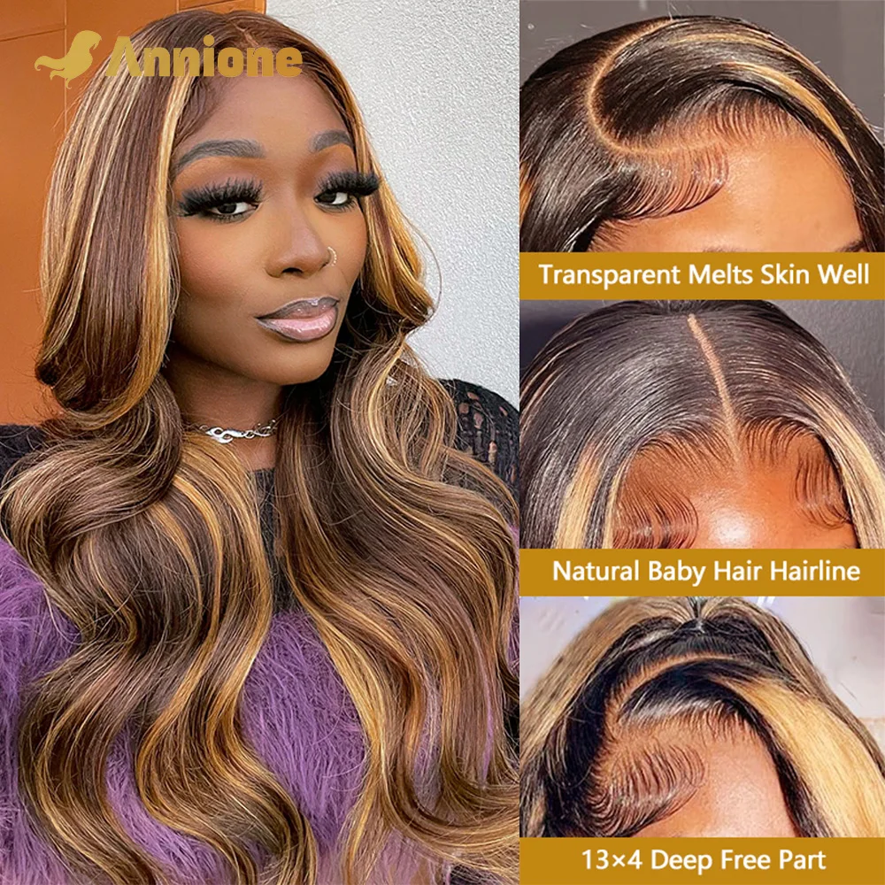 Blond Lace Frontal Wig Curly Body Wave 13x4 HD Transparent Highlight Wigs 100% Human Hair Pre Plucked With Baby Hair For Wemon