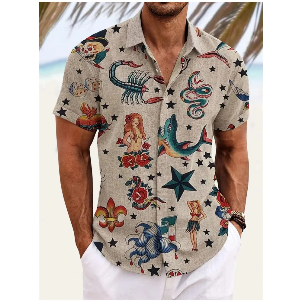 Camisa de manga corta para hombre, camisa hawaiana transpirable, suelta, informal, a la moda, de verano