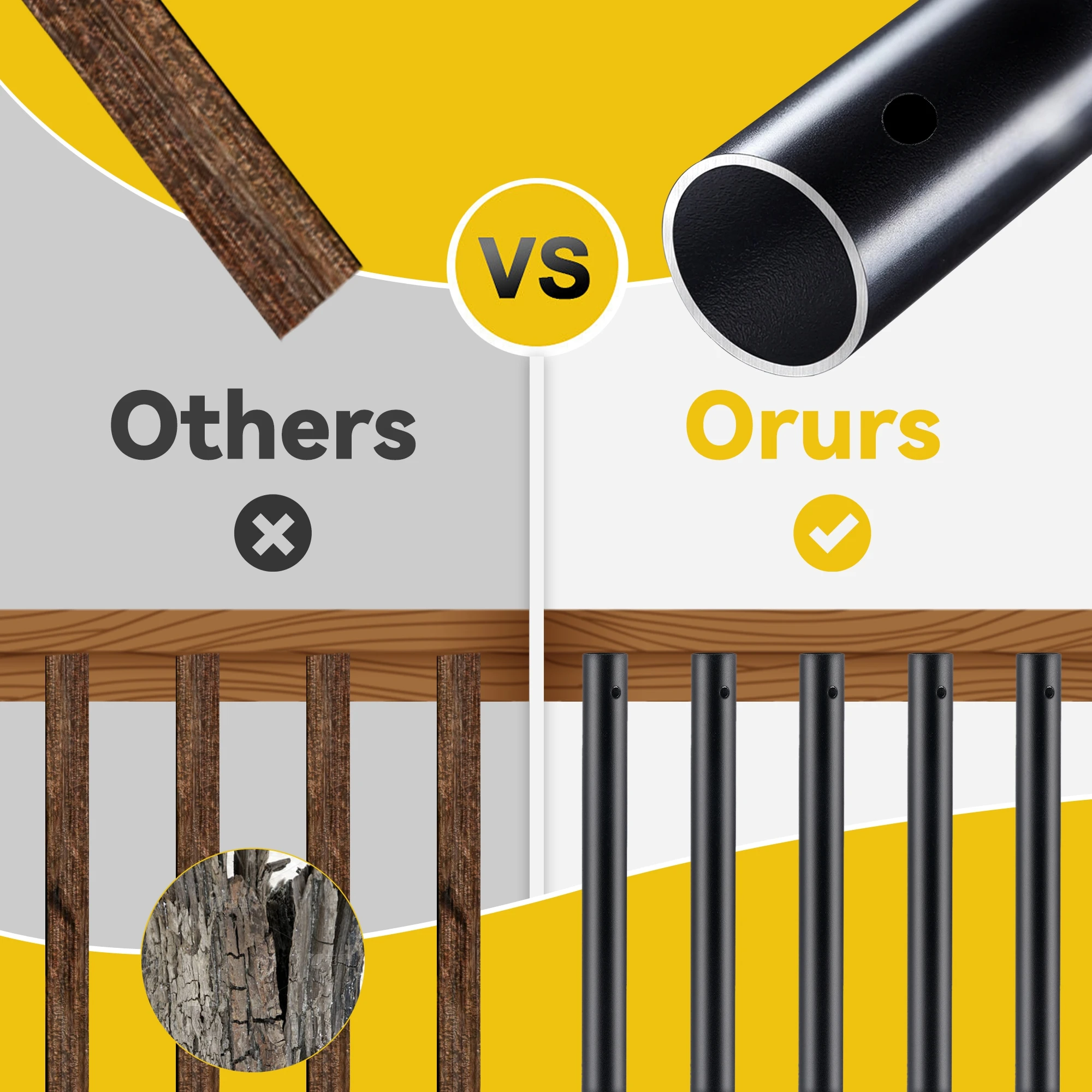 Ringhiera per ponte Rengue in alluminio, confezione da 101 balaustre per scale con viti