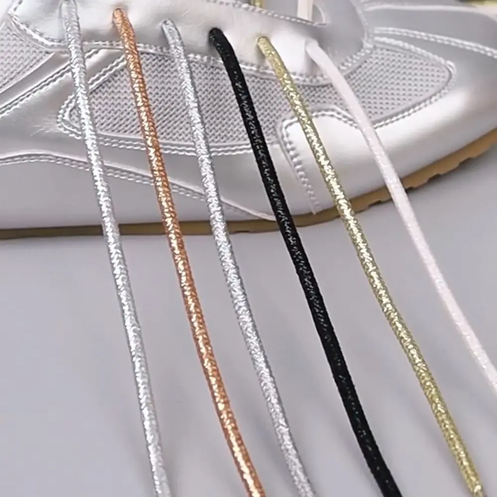 1Pair Trendy Pearlescent Round Glitter Shoelaces Casual Creative Sneaker Laces Running Shoes Laces Shoe Accessories
