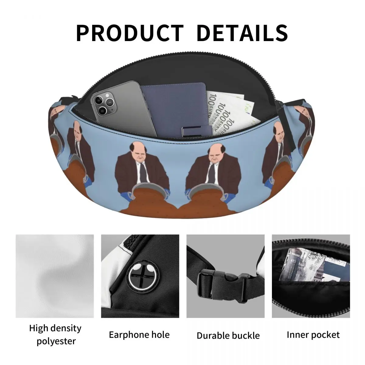 Custom Kevin's Famous Chili Fanny Pack para mulheres e homens, Cool The Office TV, Crossbody Waist Bag, Traveling Phone Money Pouch