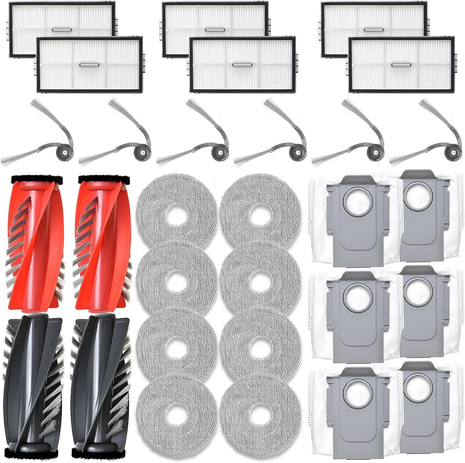 Suitable for vacuum cleaners, stones, 10R accessory kit, including: main brush, edge brush, cleaning cloth, filter, dust bag.