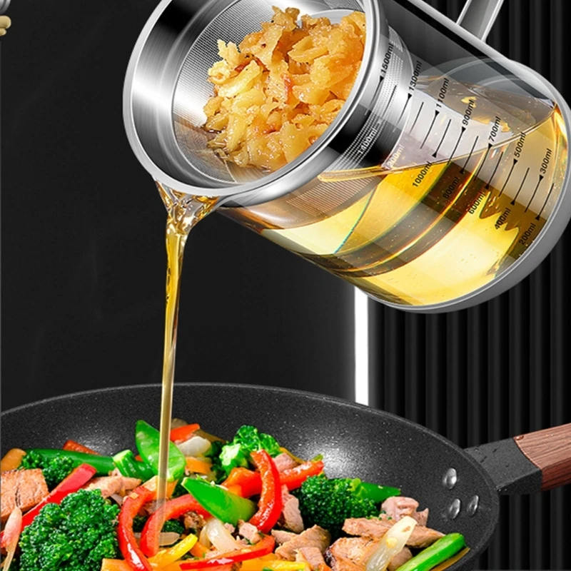 Large Capacity Oil Filter Pot for Frying and Cooking Oils Soybean Milk Filter with Deep Strainer Kitchen Accessories 87HA