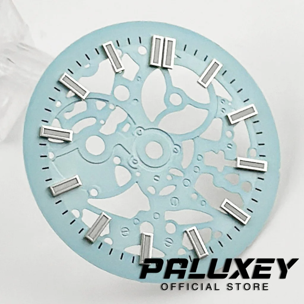 NH70 29.5mm Hollow skeleton dial Black blue green white dial green luminous suitable for NH70 NH72 movement