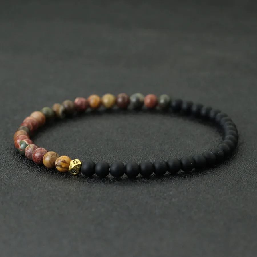 New 4mm Beads Mens Bracelet Bicolor YinYang Strand Braslet Festival Accessories Natural Picasso Tiger Eyes Stone Braclet Pulsera