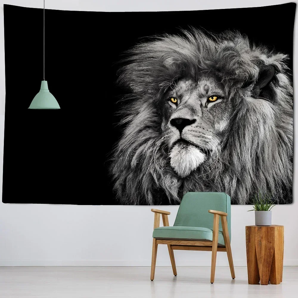 Lion decorated tapestry, hippie Bohemian style wall decoration, wall hanging, animal landscape decoration, bedroom and dormitory