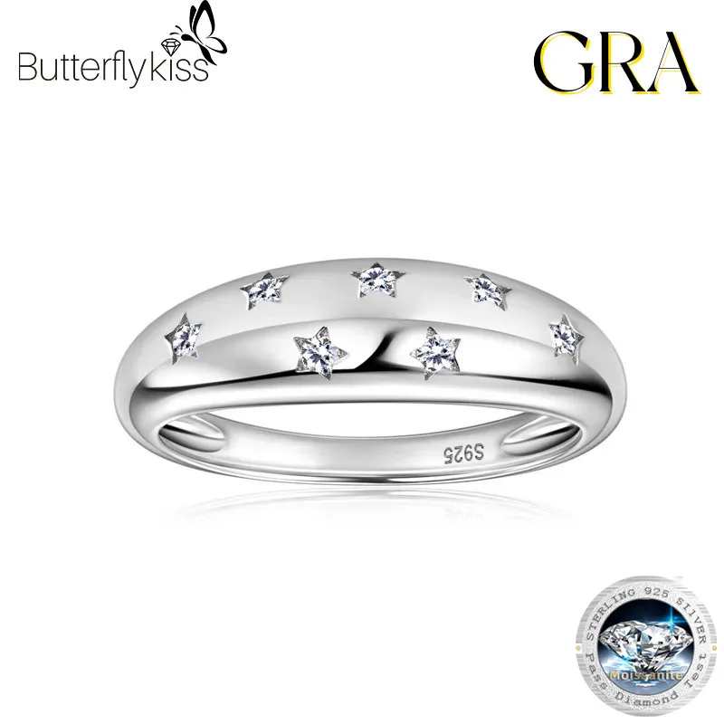 

Butterflykiss 0.11CT Star Moissanite Rings REAL 925 Sterling Silver Engagement Rings Valentine's Day Gift Fine Jewelry For Woman