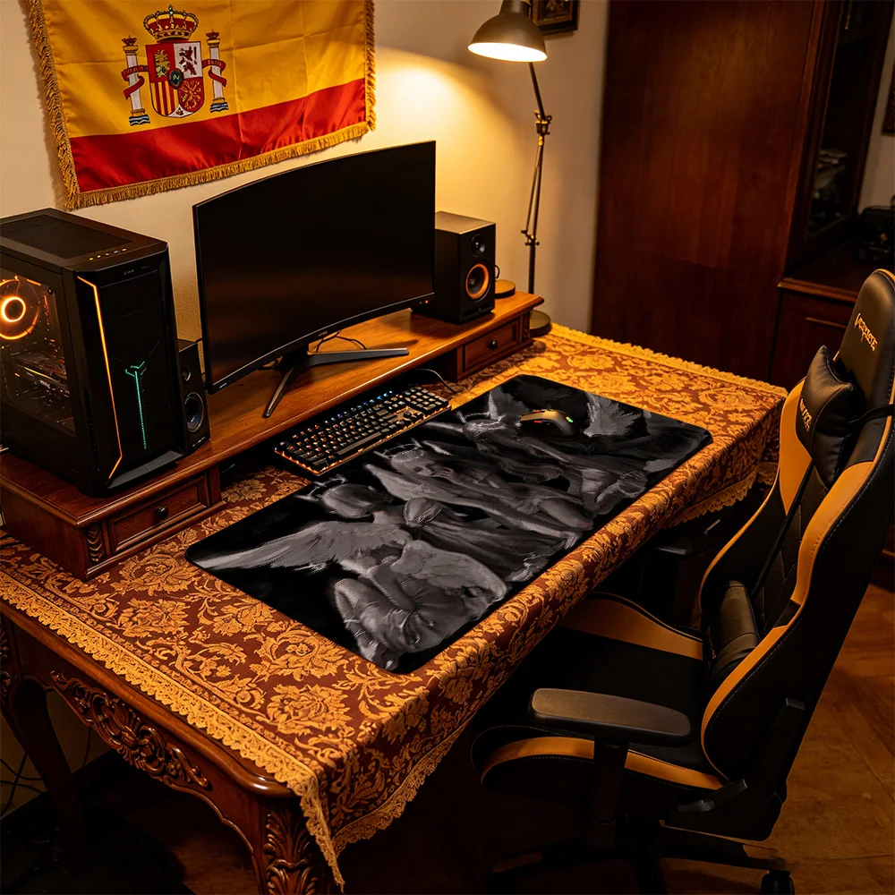 

XXL Sword Gaming Mouse Pad Black Keyboard Mat Long DeskMat Dark Art Non-Slip Home Computer Accessories Gothic Cross Art Mats