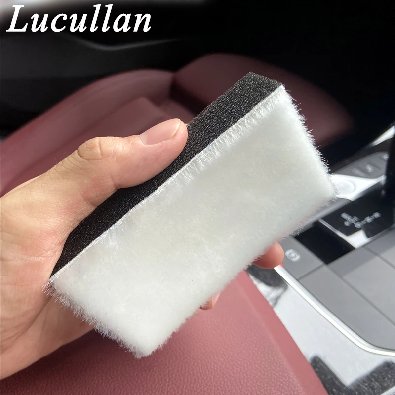 Lucullan Interior Scrubbing Pad White Side Bristle-Like Fibers and Black Handle Rough Scouring Sponge