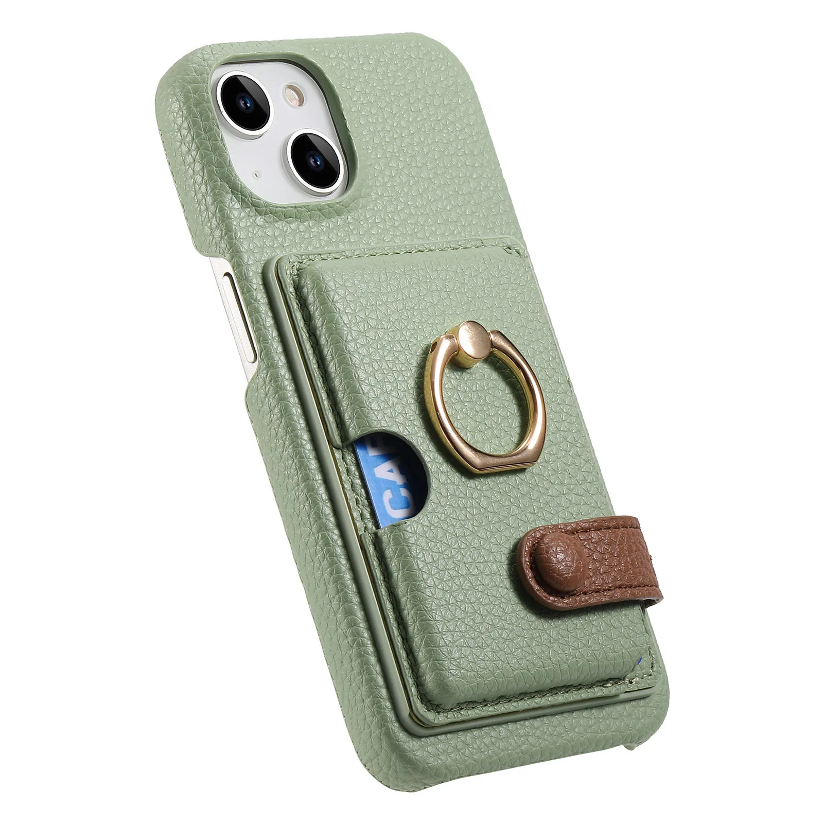 Leather Ring Support Phone Case for IPhone 17 Air 16E 18 16 15 14 13 12 11 Pro Max Plus Wallet with Card Holder Shockproof Cover
