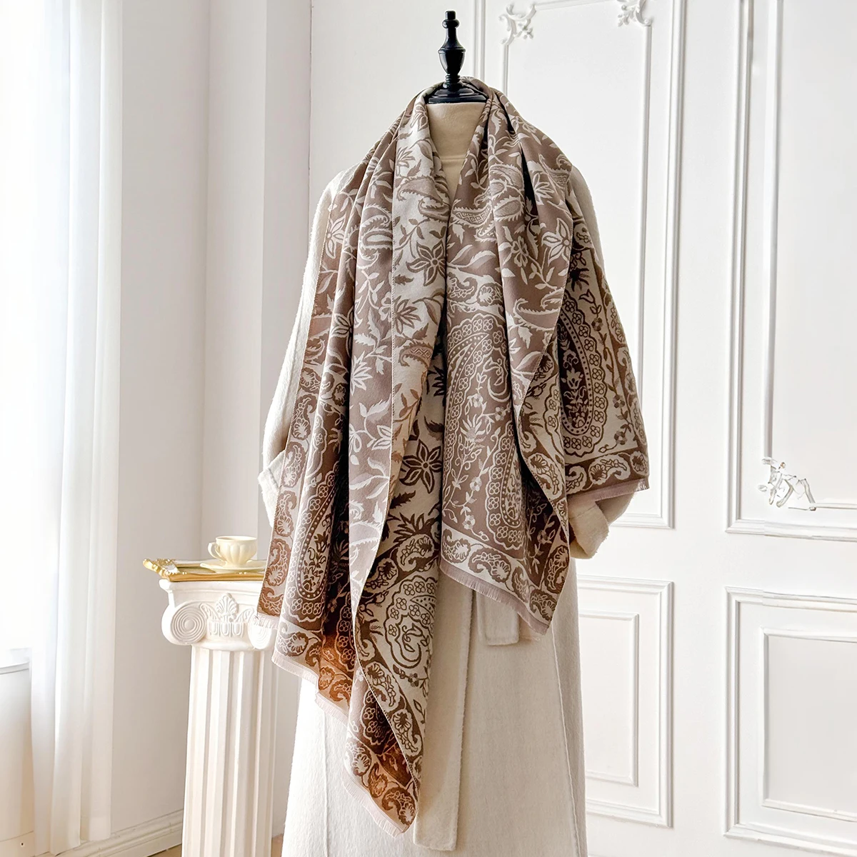 2025 Bufanda de Cachemira de imitación cálida de invierno de lujo para mujer de nuevo diseño-chal de Pashmina grueso, Poncho Foulard Bufanda