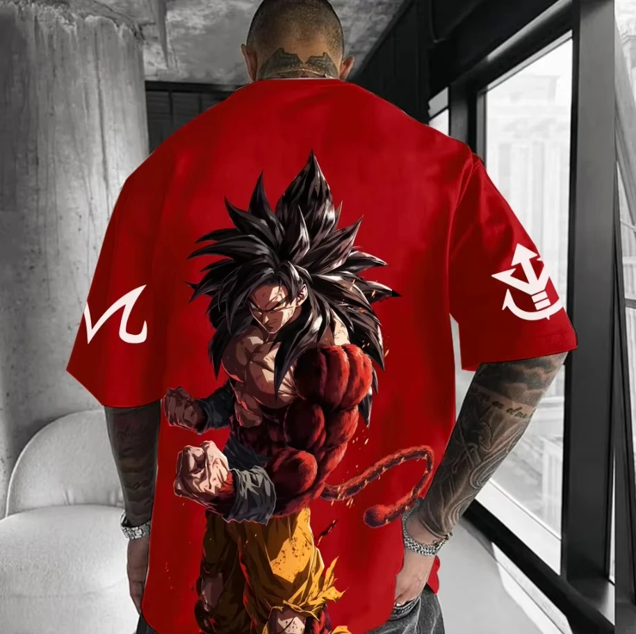 2026 Chinesisches Neujahr Dragon Ball Super Saiyan Anime Bedrucktes Kurzarm-T-Shirt für Herren und Damen Sommer Retro Top