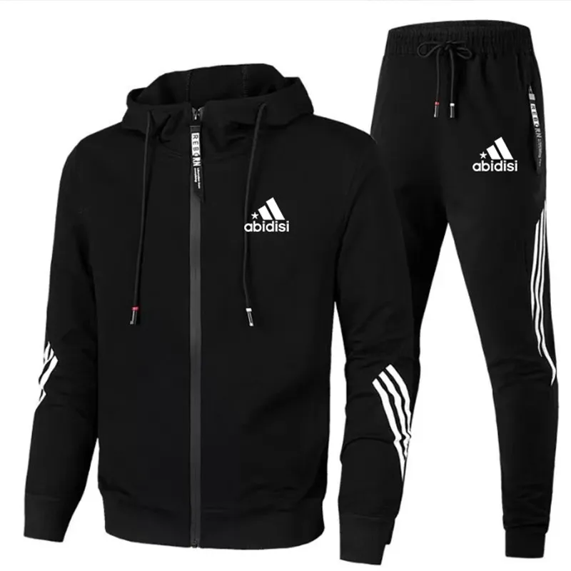 2024 Spring and Autumn Men\'s Sports Suit Thin Hooded Sweater Casual Running Sportswear Two-piece Se men clothes tracksuit men