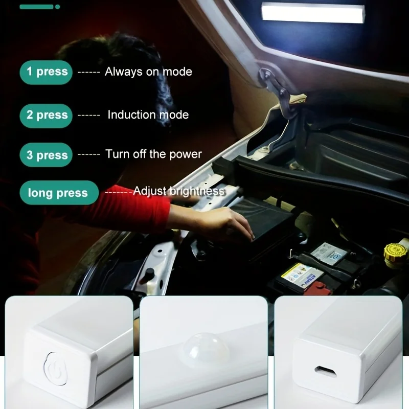 Car Led Interior Reading Light Led Night Light Car Roof Ceiling Lamp Wireless USB Charging Motion Sensor Trunk Lighting