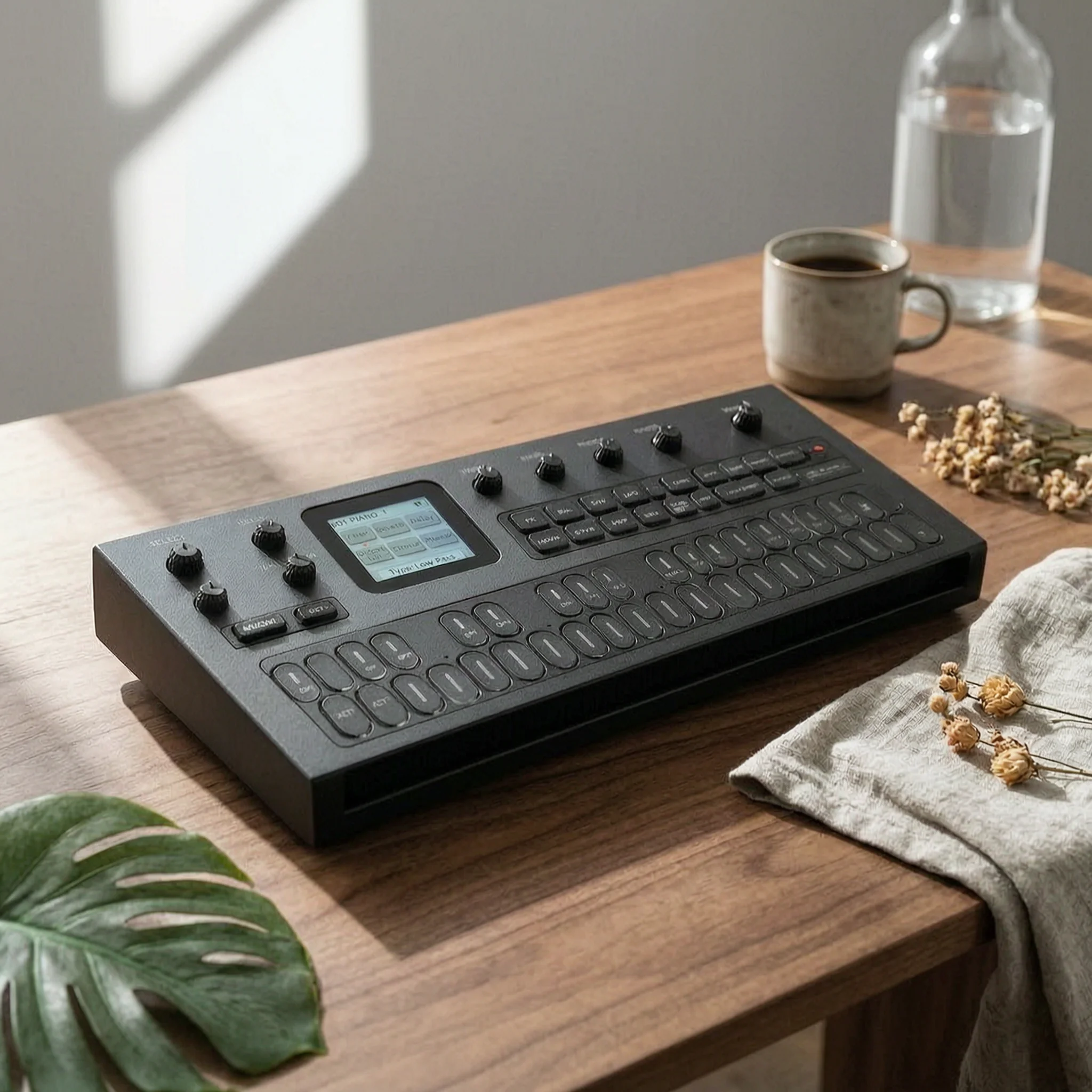 USB MIDI Keyboard Controller Portable FM Synthesizer with Display Battery Powered Mini Piano Keyboard for Travel
