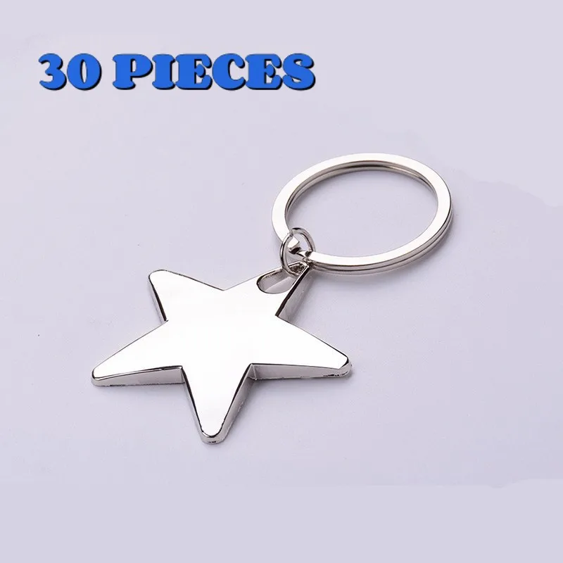 

30 Pieces Metal Keychain Key Ring Five-pointed Star Car Keychain Bag Pendant Creative Gift