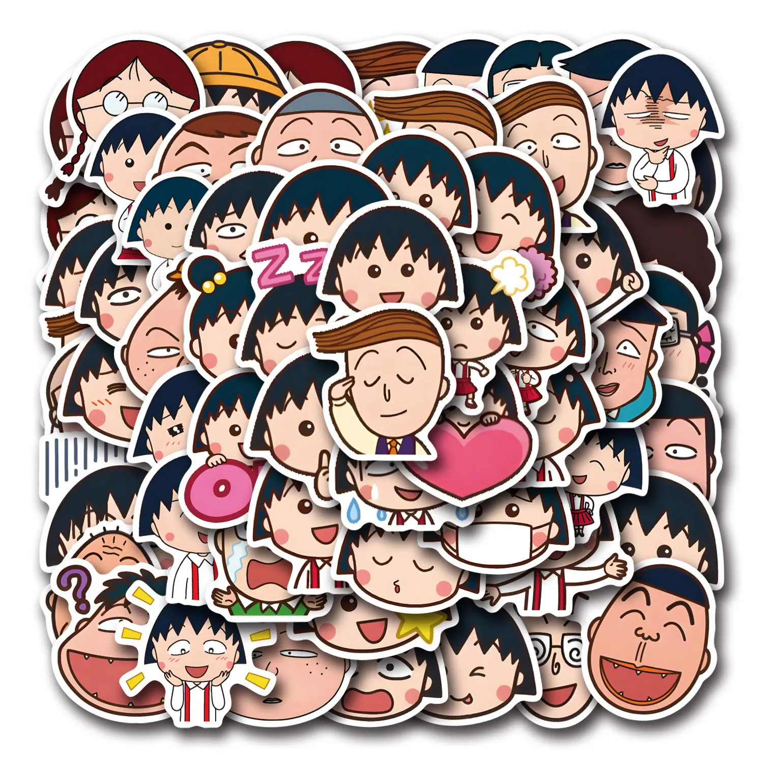 60pcs Chibi Maruko-chan Graffiti Sticker Laptop Suitcase Computer Water Bottle Cartoon Decorative Stickers