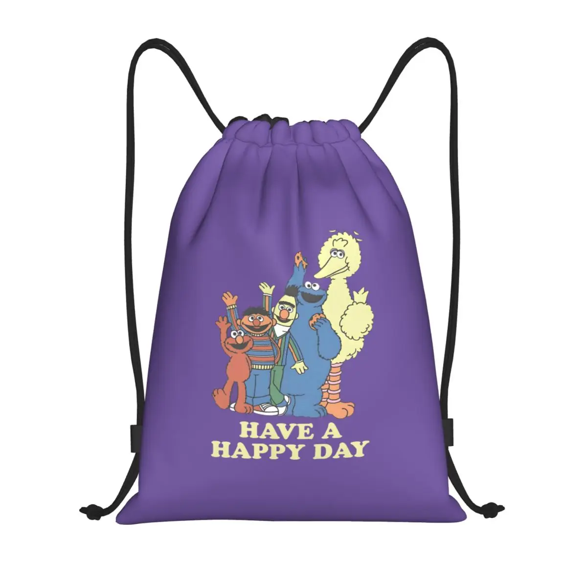

Custom Cookie Monster Drawstring Bag Men Women Foldable Gym Sports Sackpack Educational Children's Television Shopping Backpacks