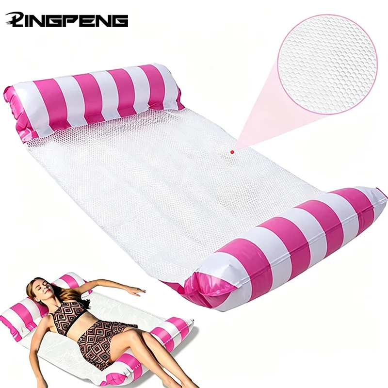 Hamaca inflable de agua, respaldo, drenaje flotante, tumbona superior, Fiesta EN LA Piscina, silla flotante, sofá, cama flotante plegable de verano