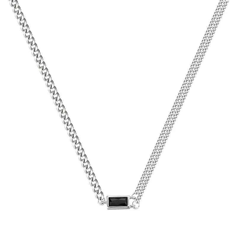 Foxanry Black Zircon Asymmetry Chain Chokers Necklaces For Women Girls Creative Elegant Fashion Simple Anniversary Jewelry Gifts