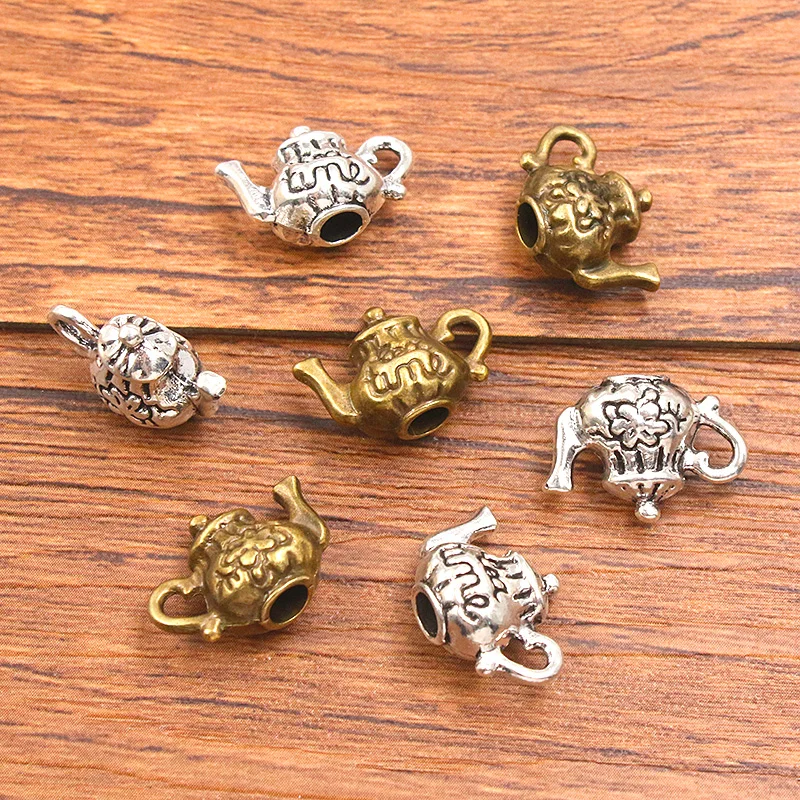 10PCS 12X16mm 2 Color Daily Necessitie Charms Teapot Pendant Jewelry Metal Alloy DIY Necklace Bracelet Earrings Handwork Marking
