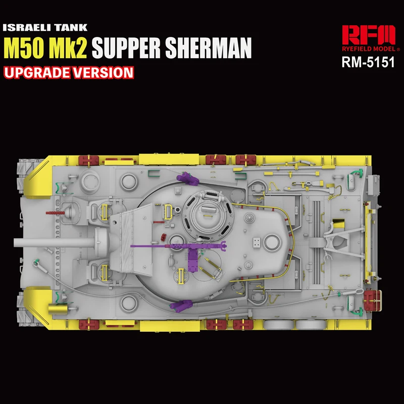 رايفيلد نموذج RM-5151 دبابة إسرائيلية M50 Mk2 سوبر شيرمان نسخة مطورة 1/35 العسكرية تجميع مقياس أطقم منمذجة لتقوم بها بنفسك لعبة